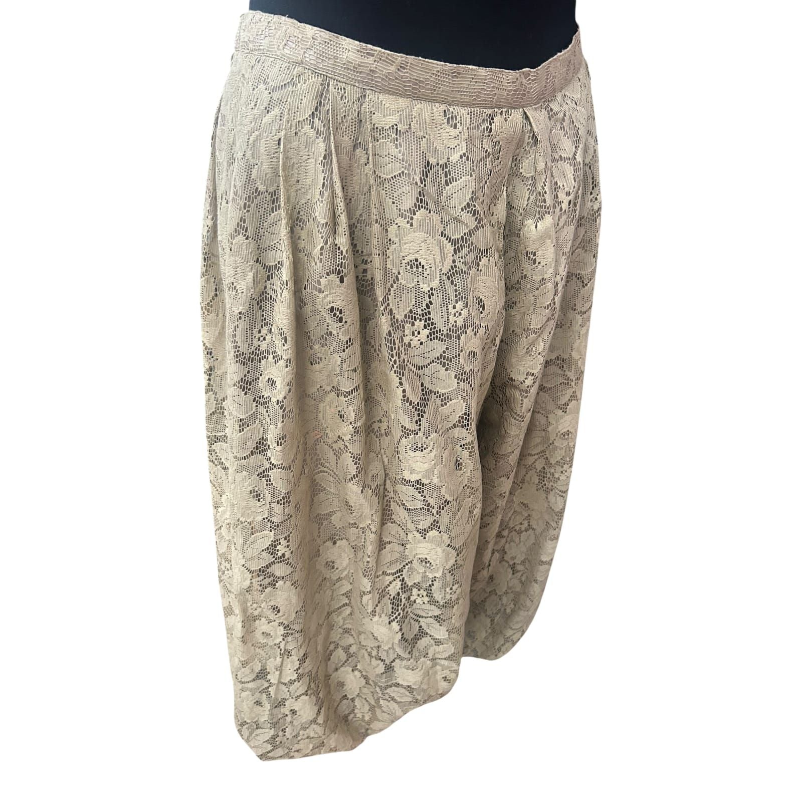 Madelaine Hosenrock Damen Gr 40 Gold Beige Spitze Elegant Vintage Midi