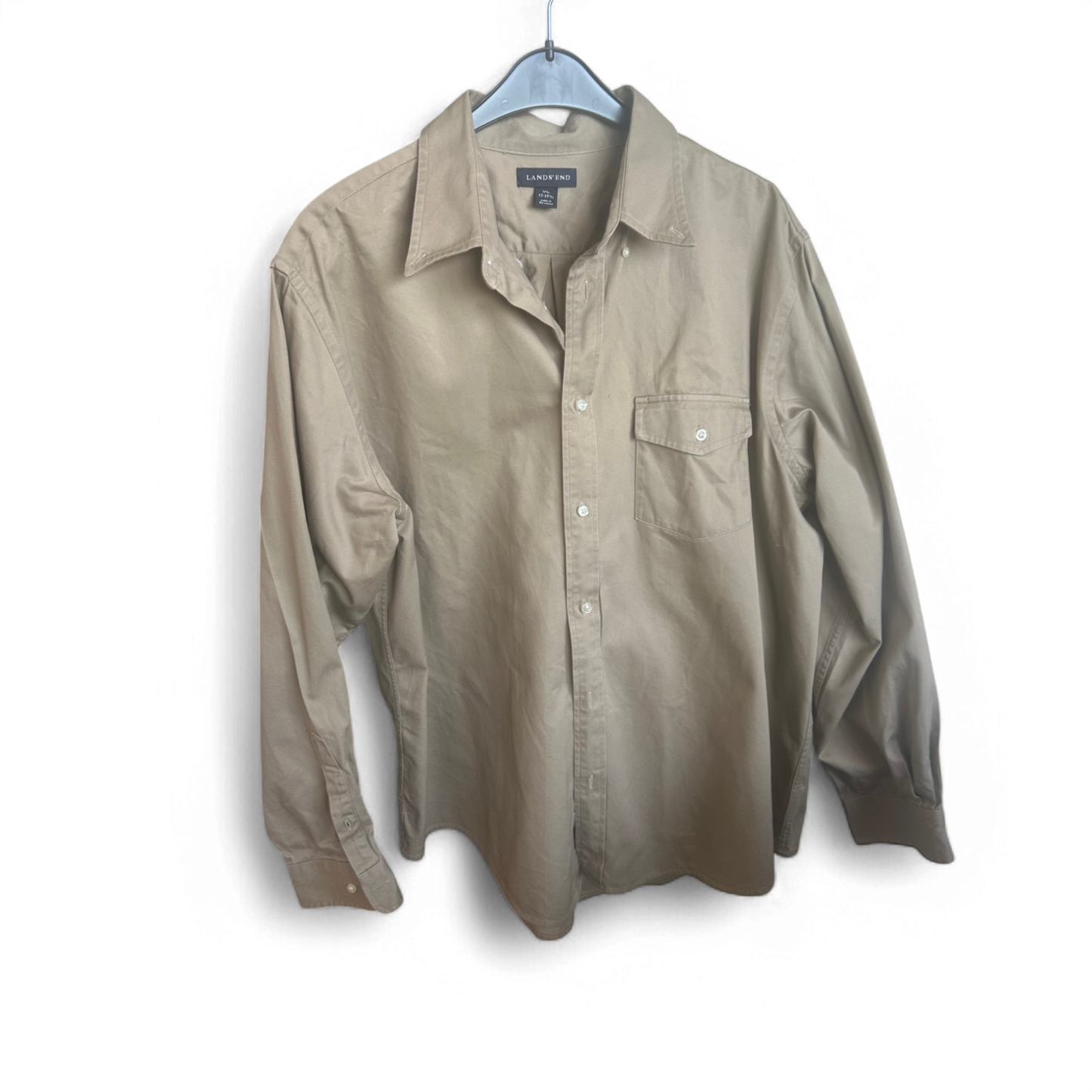 👔 Lands' End Herrenhemd XL – Beige - Freizeit & Outdoor  👔