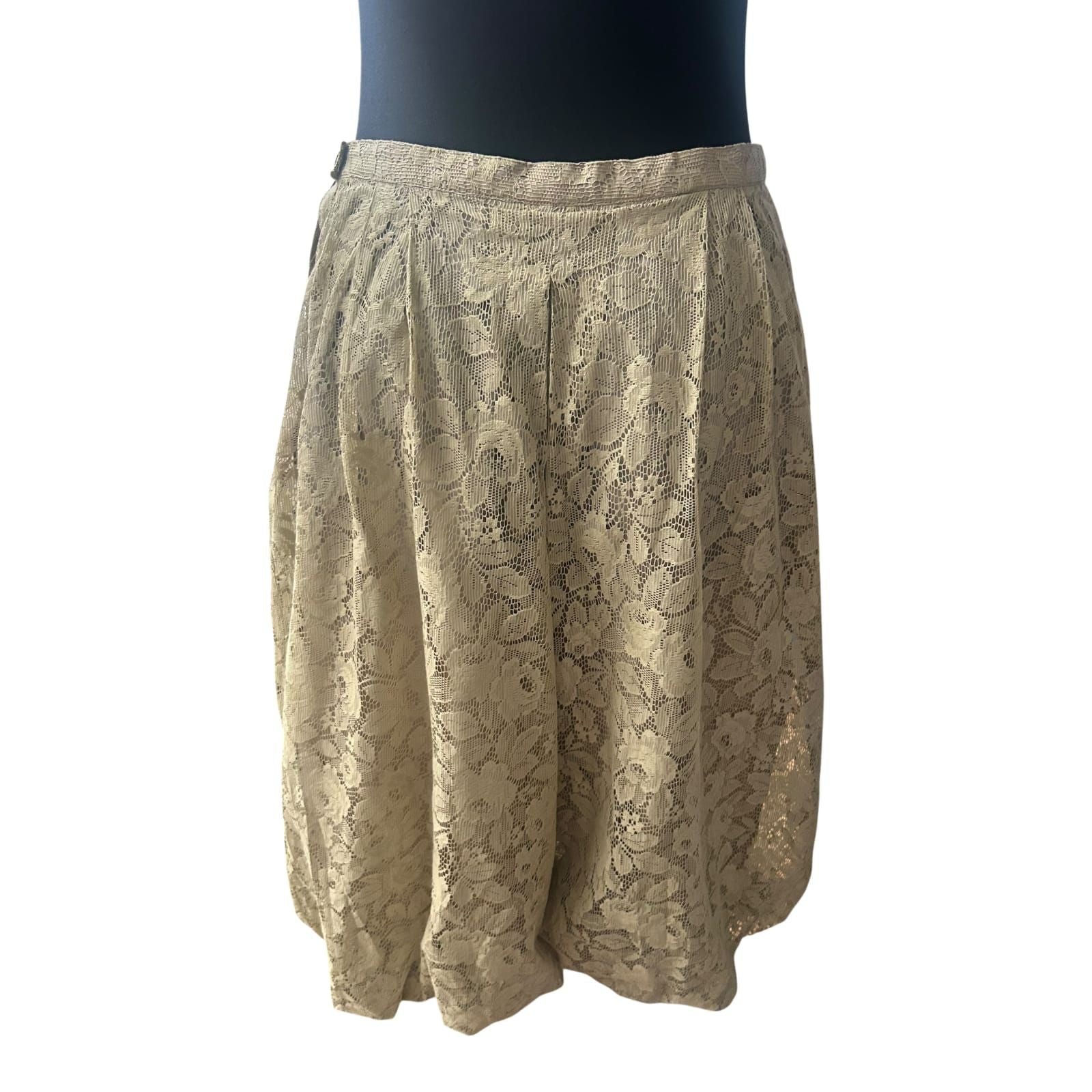 Madelaine Hosenrock Damen Gr 40 Gold Beige Spitze Elegant Vintage Midi