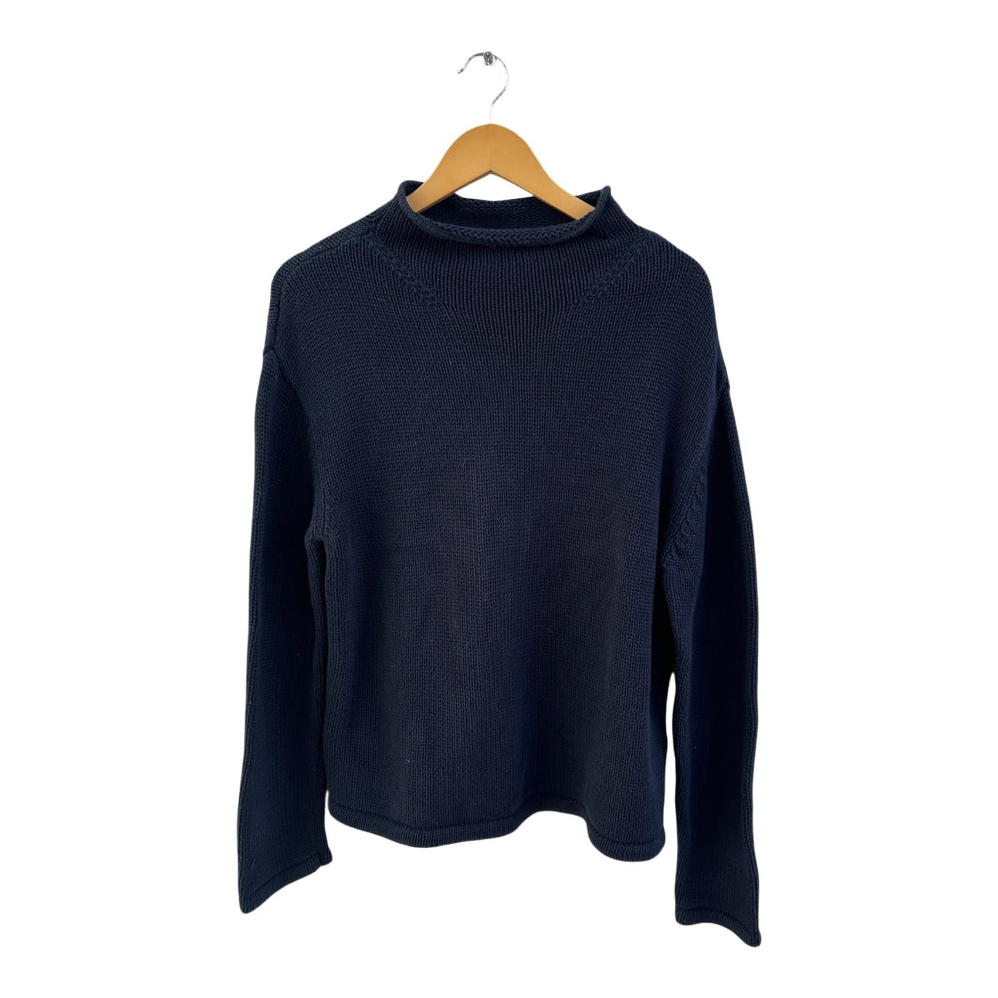 Rick Cardona Pullover Damen Gr 40 Dunkelblau Baumwolle Stehkragen Schwer Strick