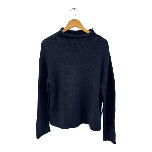 Rick Cardona Pullover Damen Gr 40 Dunkelblau Baumwolle Stehkragen Schwer Strick
