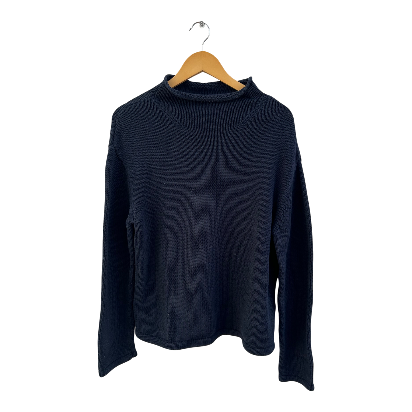 Rick Cardona Pullover Damen Gr 40 Dunkelblau Baumwolle Stehkragen Schwer Strick