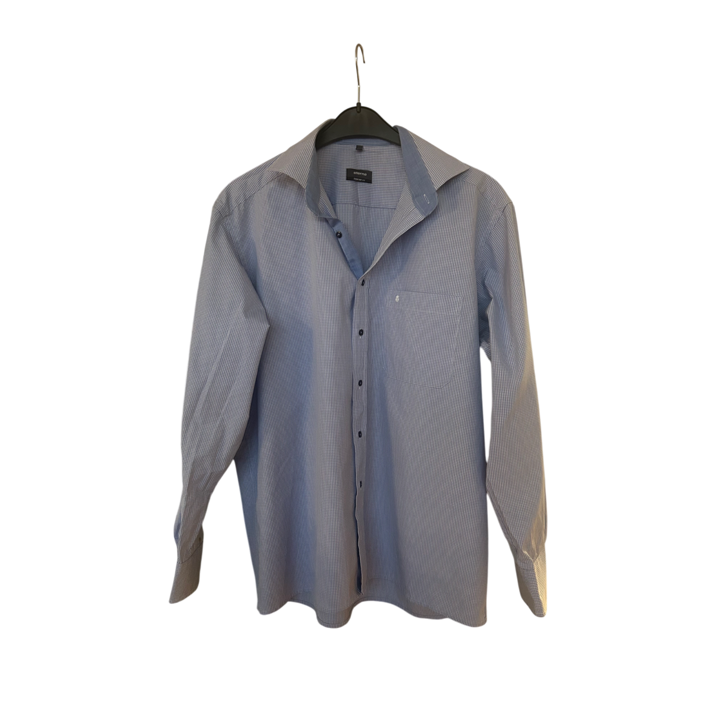 👔 Eterna Herrenhemd L – Comfort Fit – Hellblau Kariert – 100 % Baumwolle 👔
