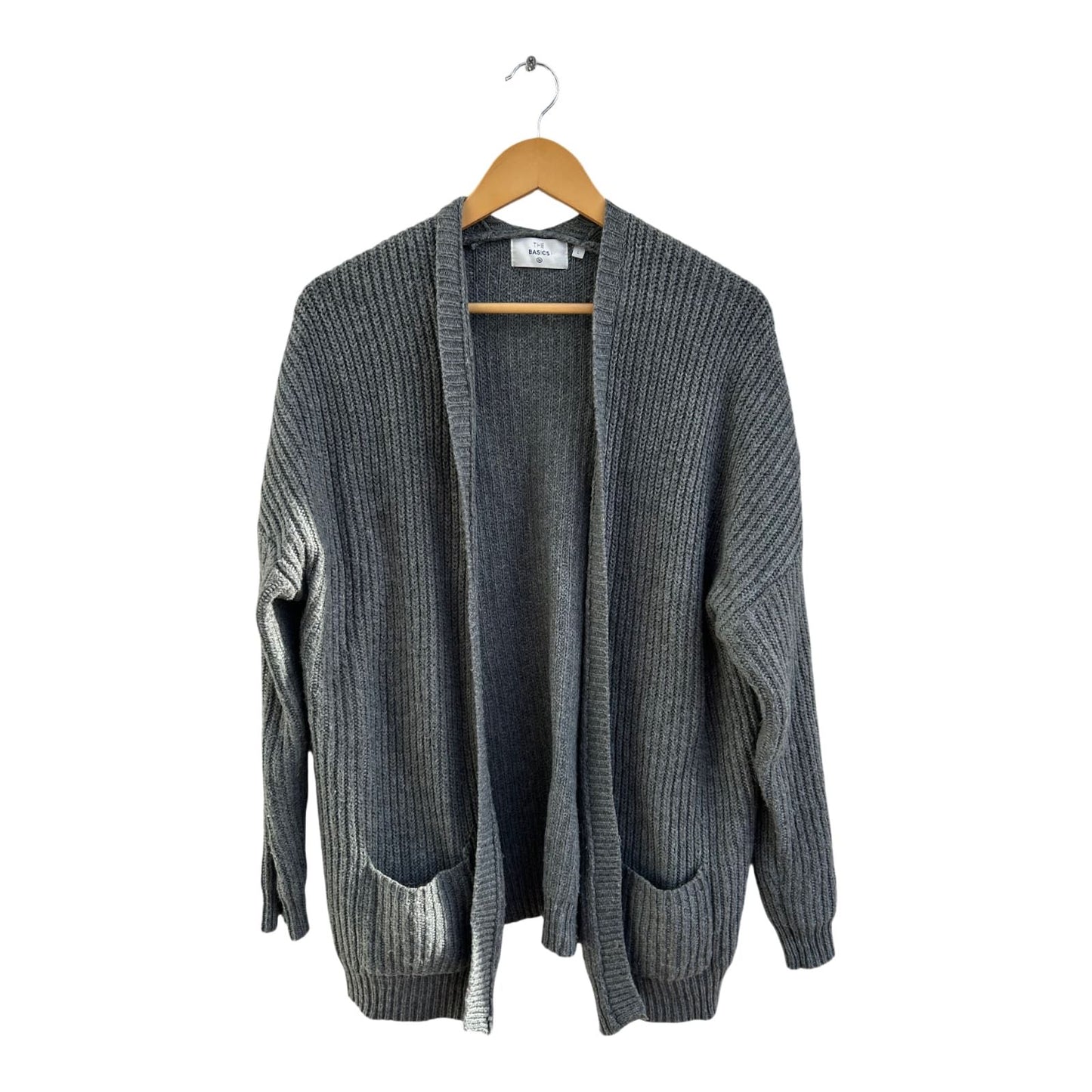 The Basics C&A Strickjacke Damen Gr L Grau Alpaka Wolle Offen Taschen Elegant