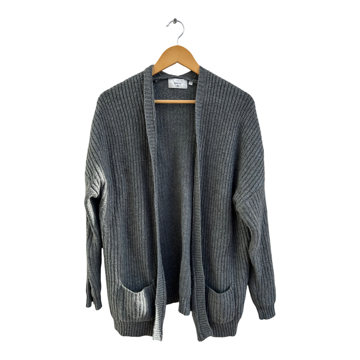 The Basics C&A Strickjacke Damen Gr L Grau Alpaka Wolle Offen Taschen Elegant