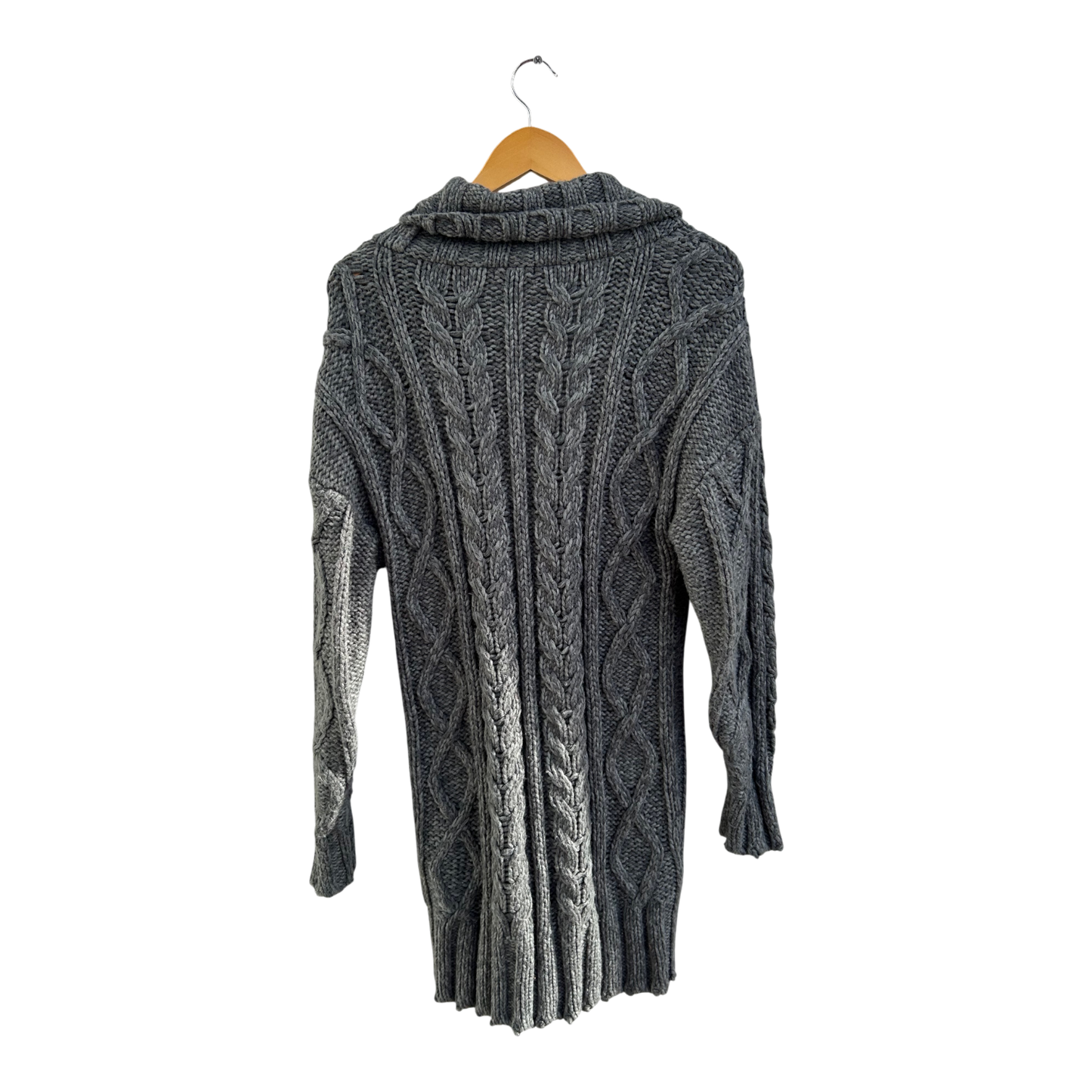 Amisu Strickmantel Damen Gr S Grau Grobstrick Zopfmuster Langarm Taschen Elegant