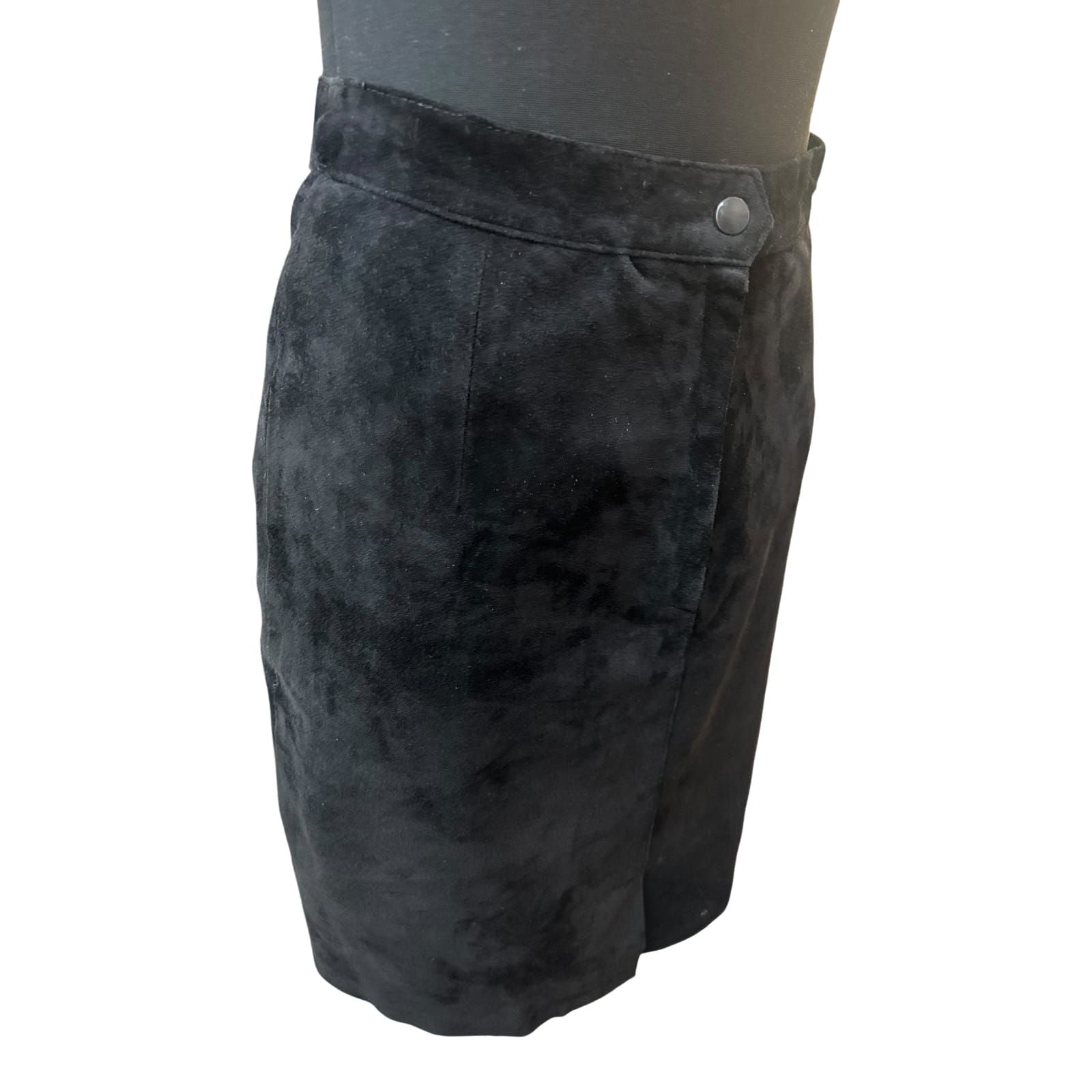 Joy Lederrock Damen Gr 38 Schwarz Wildleder Minirock Echtleder Elegant
