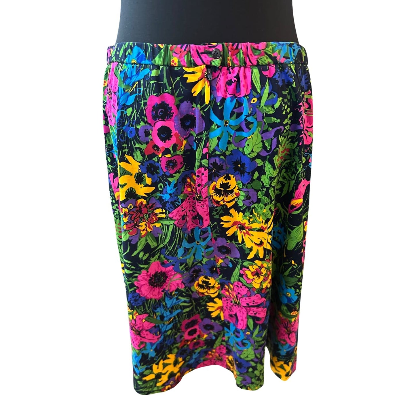 Vema Rock Damen Gr 46 Schwarz Blumen Midi Baumwolle Made in Italy Premium