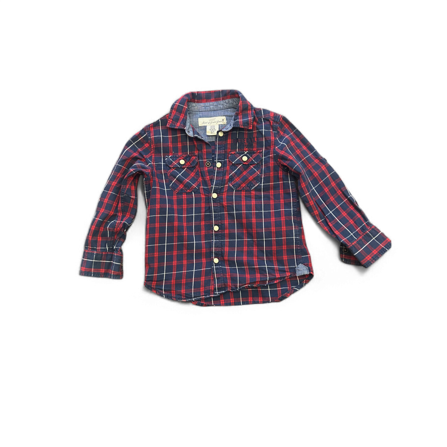 H M Kinder Hemd Gr 98 Kariert Rot Blau Baumwolle Langarm Freizeit