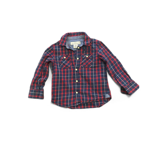 H M Kinder Hemd Gr 98 Kariert Rot Blau Baumwolle Langarm Freizeit