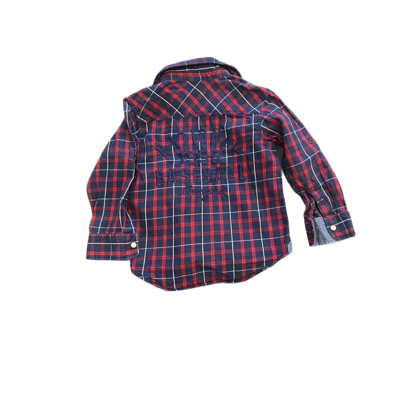 H M Kinder Hemd Gr 98 Kariert Rot Blau Baumwolle Langarm Freizeit