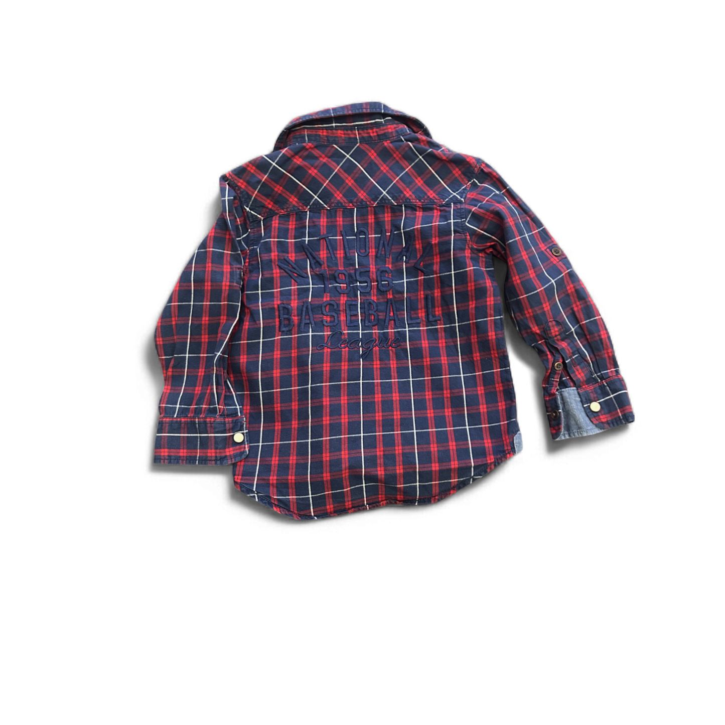 H M Kinder Hemd Gr 98 Kariert Rot Blau Baumwolle Langarm Freizeit