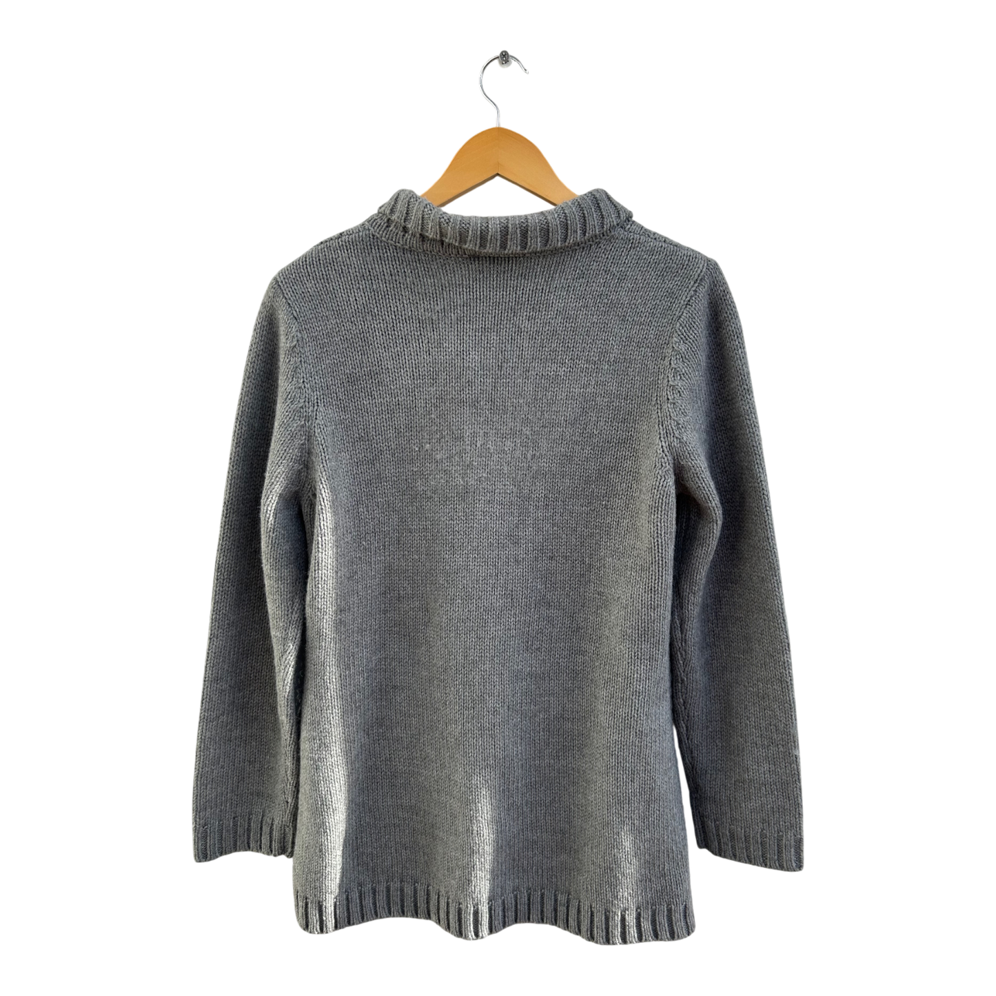 C&A Strickjacke Damen Gr L Grau Wolle Knebelknöpfe Elegant Grobstrick Winter