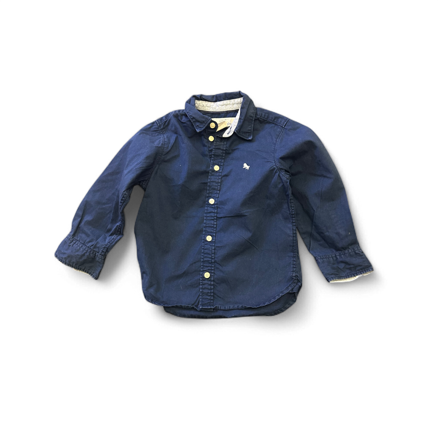 H M Kinder Hemd Gr 98 Dunkelblau Klassisch Zeitlos Baumwolle Langarm