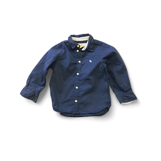 H M Kinder Hemd Gr 98 Dunkelblau Klassisch Zeitlos Baumwolle Langarm