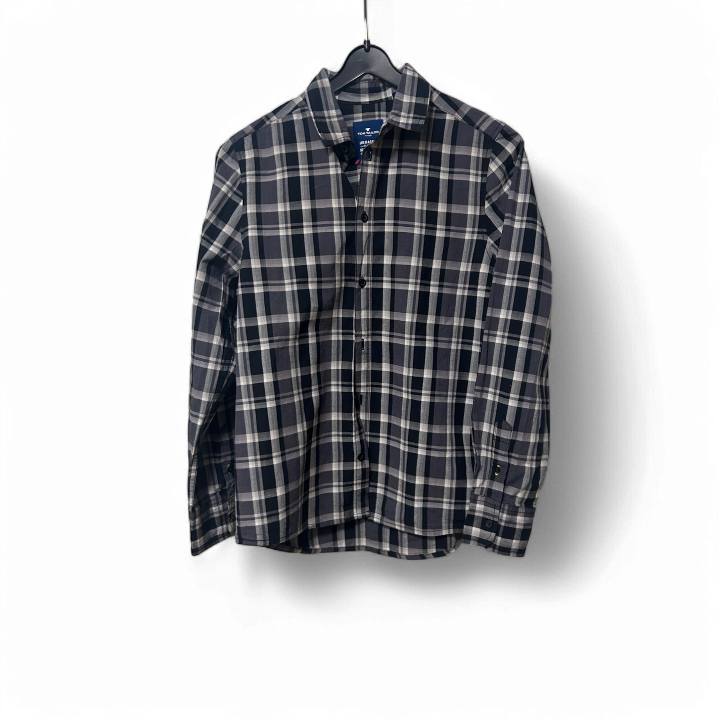 Tom Tailor Hemd Jungen 164 Schwarz Grau Langarm Kariert Baumwolle Schule Freizeit