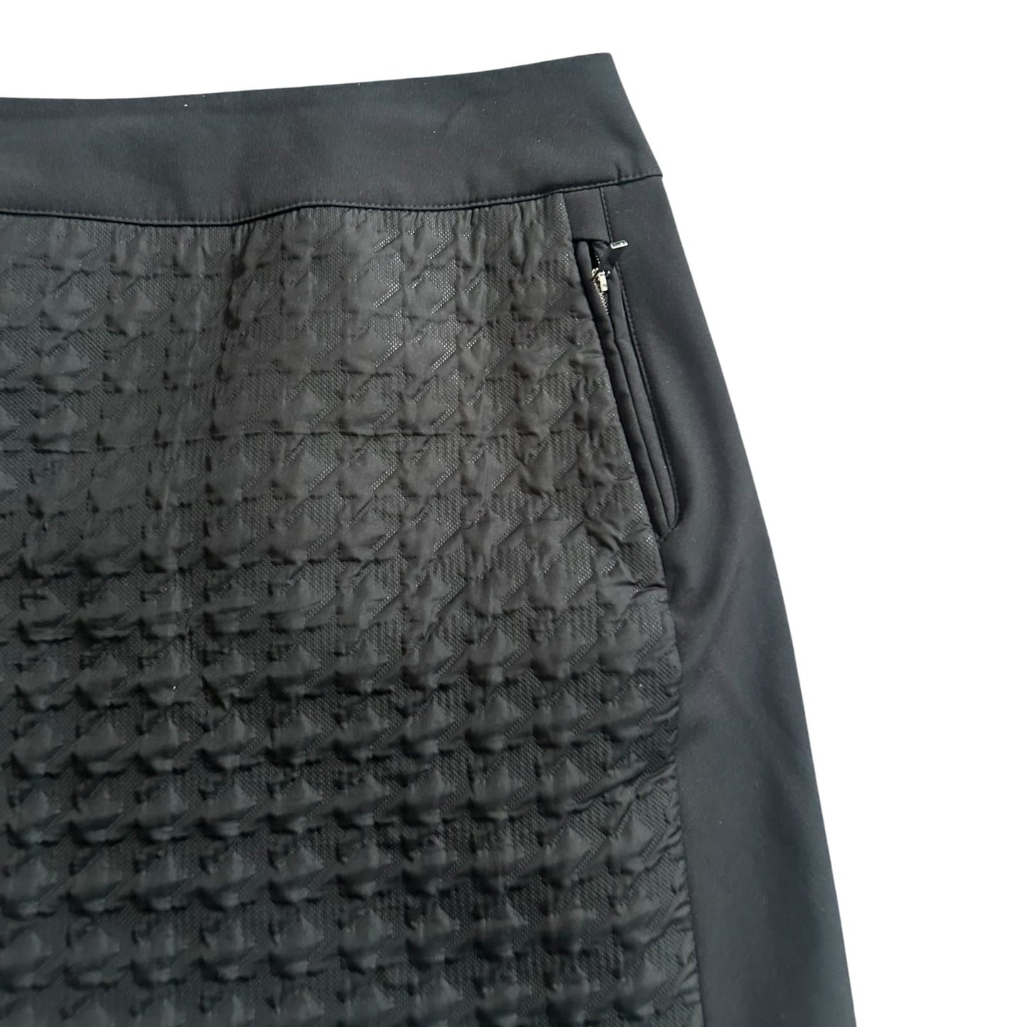 Luhta Rock Damen Gr 44 Schwarz Midi Stepp Optik Reißverschluss Sportlich