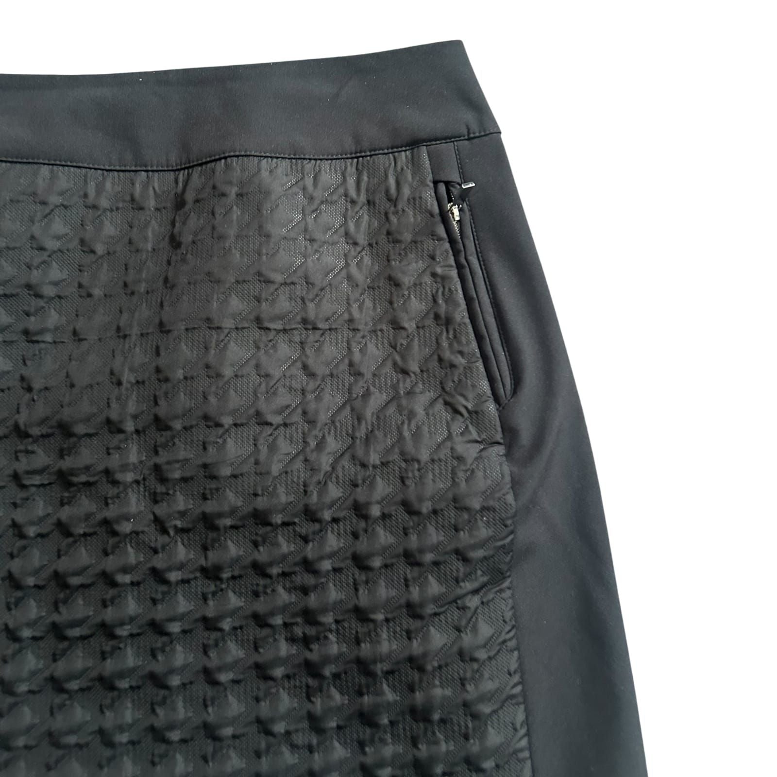 Luhta Rock Damen Gr 44 Schwarz Midi Stepp Optik Reißverschluss Sportlich