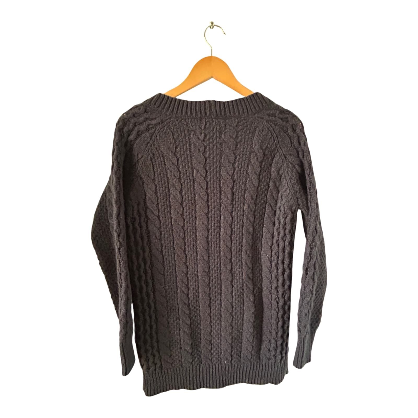 Zara Knit Strickjacke Damen Gr L Dunkelblau Wollmix Grobstrick Mit Taschen