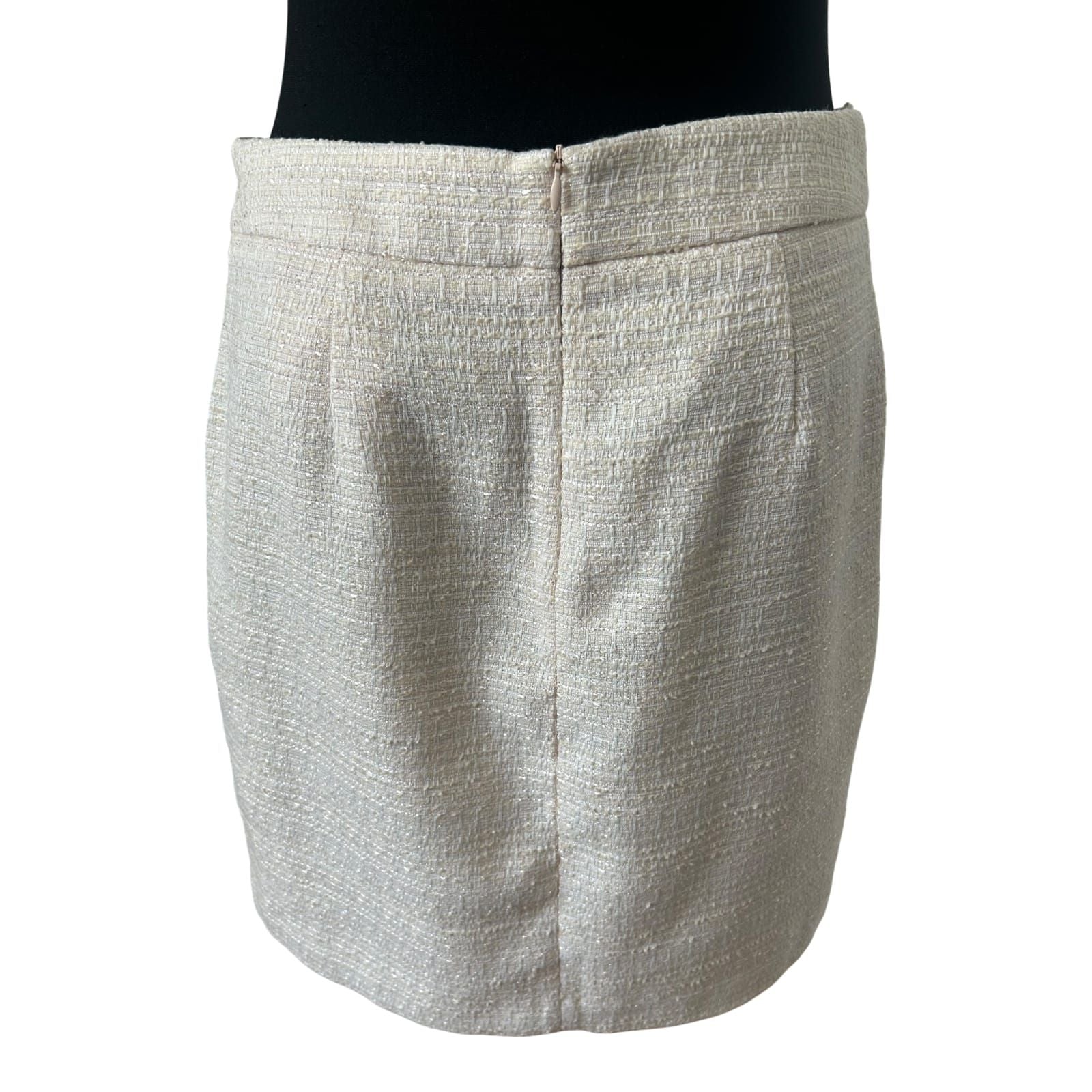 Comma Rock Damen Gr 40 Beige Boucle Glitzer Elegant Business Midi Stil