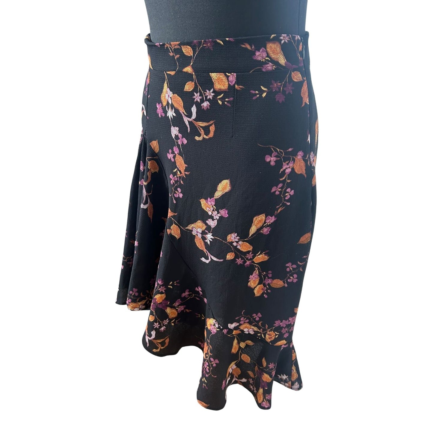 Cubus Rock Damen Gr 36 Schwarz Blumen Elegant Midirock Volant