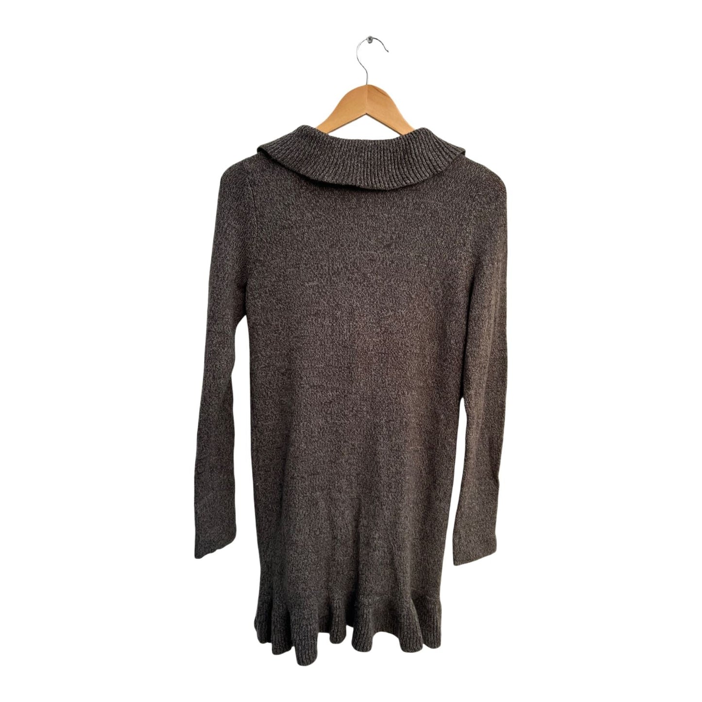 Tom Tailor Strickjacke Damen M Grau Rüschen Lang Feinstrick Bindegürtel Elegant