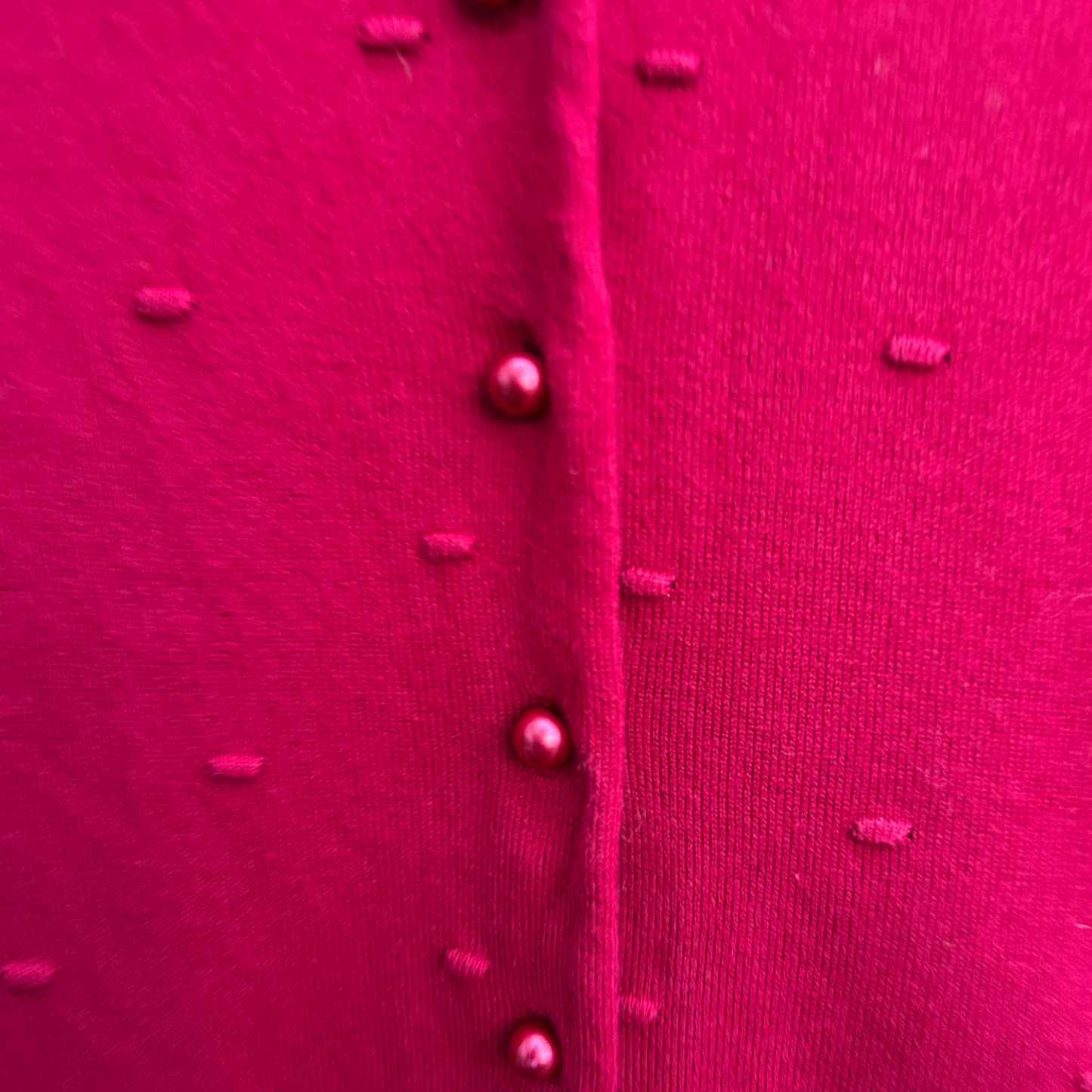 Orsay Strickjacke Damen L Pink Baumwolle Langarm Punkte Muster Perlen Elegant