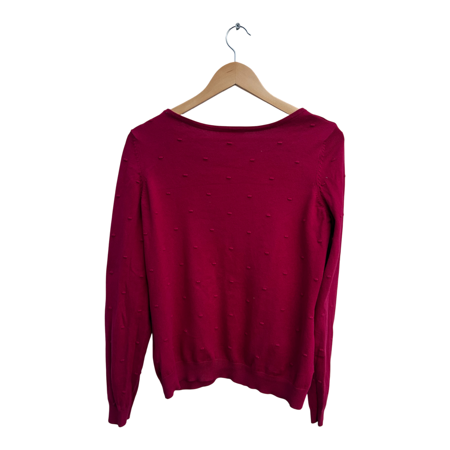 Orsay Strickjacke Damen L Pink Baumwolle Langarm Punkte Muster Perlen Elegant