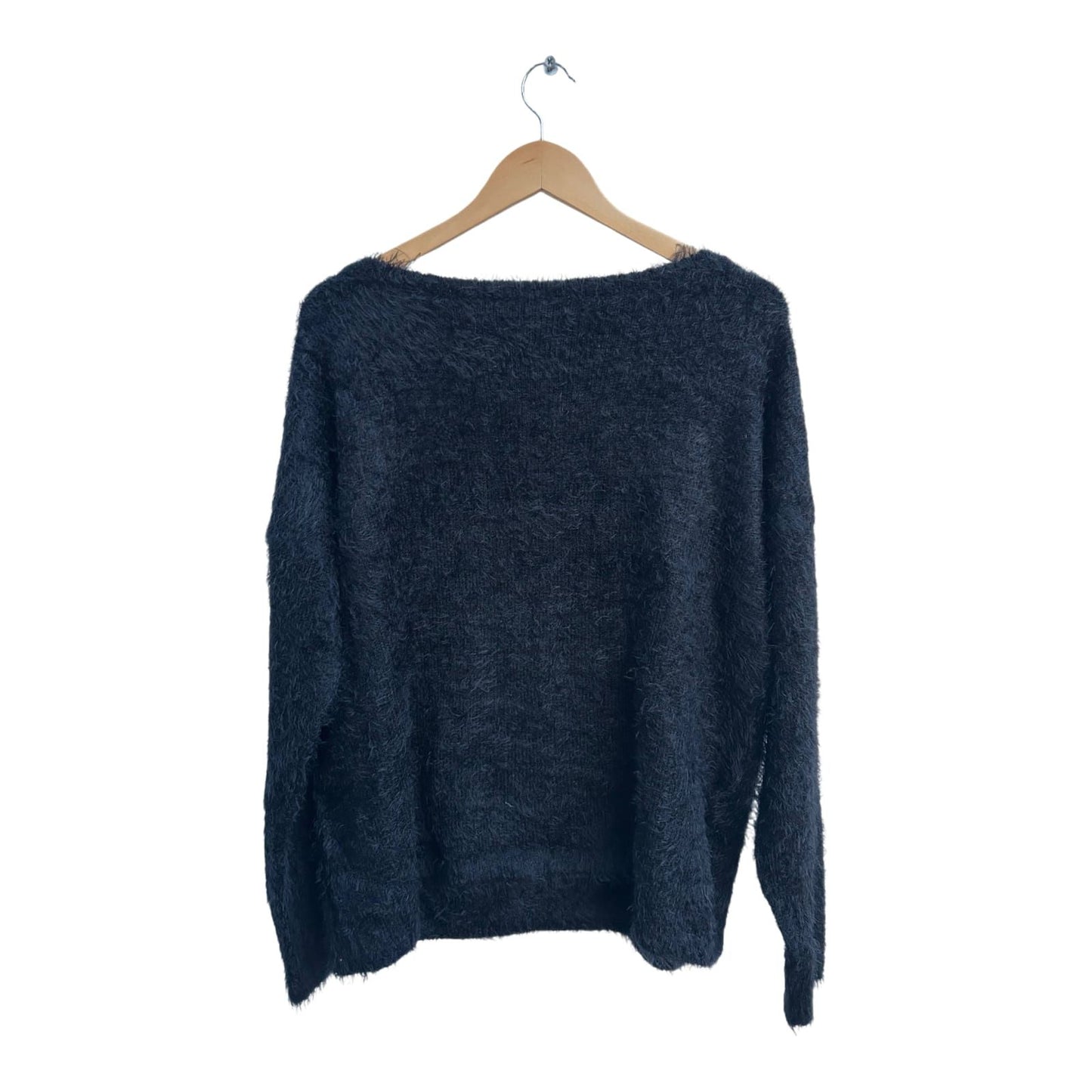 Esmara Pullover Damen M Schwarz Flauschig Langarm Weich Winter Elegant Kuschelig