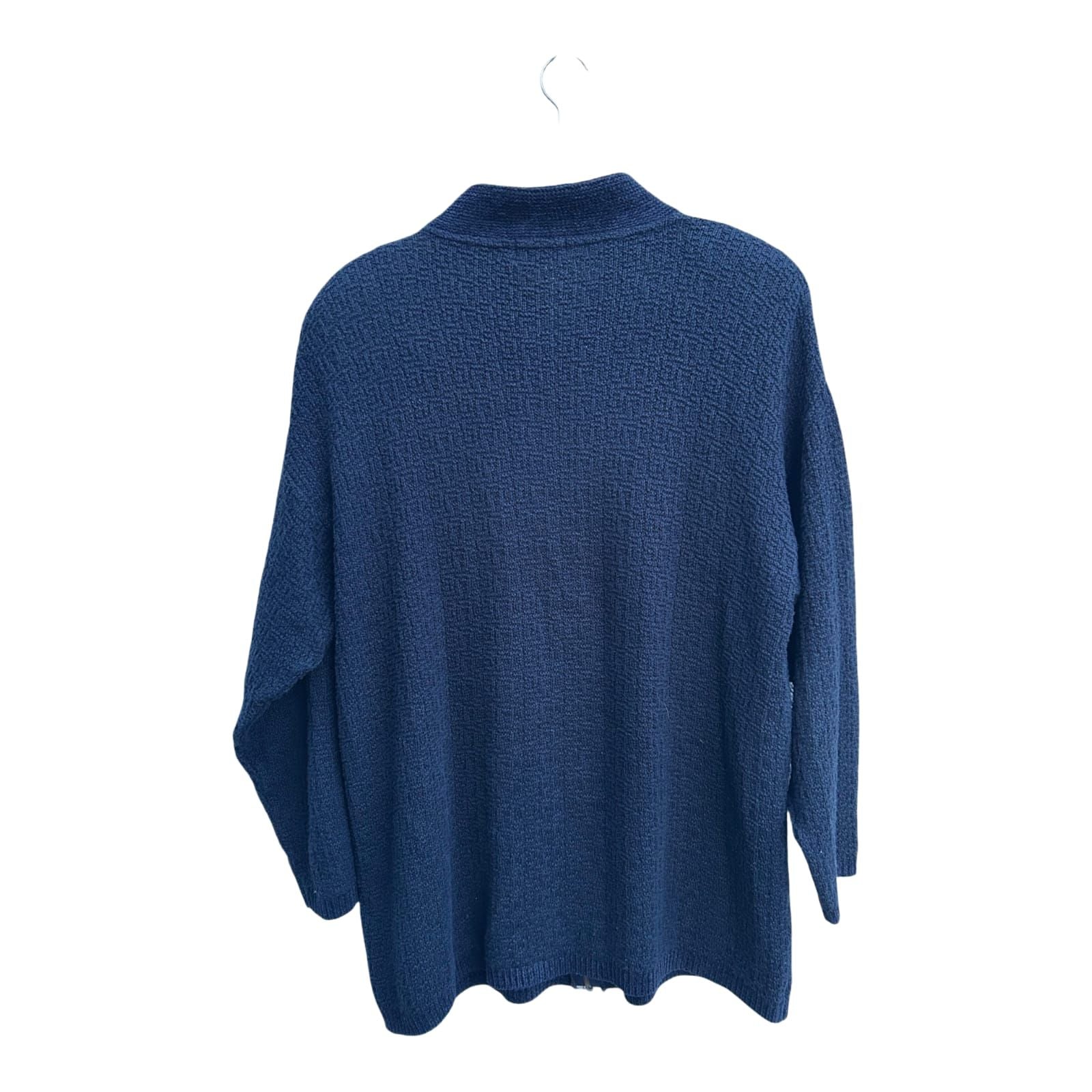 Bonita Strickjacke Damen L Blau Baumwolle Mix Reißverschluss Taschen Elegant