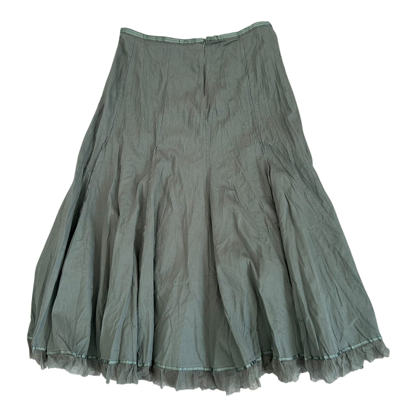 Biba Rock Gr 40 Khaki Baumwolle Knitteroptik Stickerei Maxi Elegant