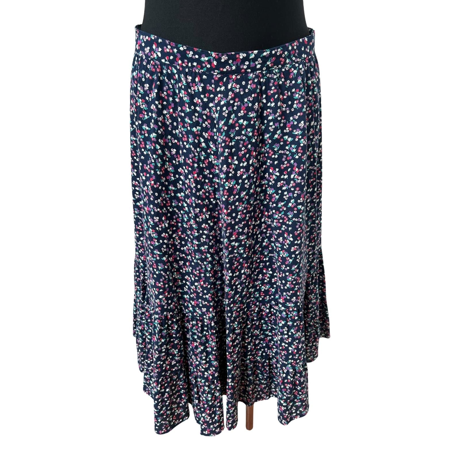 Frankenwälder Rock Damen Rock Gr 40 Blau Blumenmuster Midirock Elegant