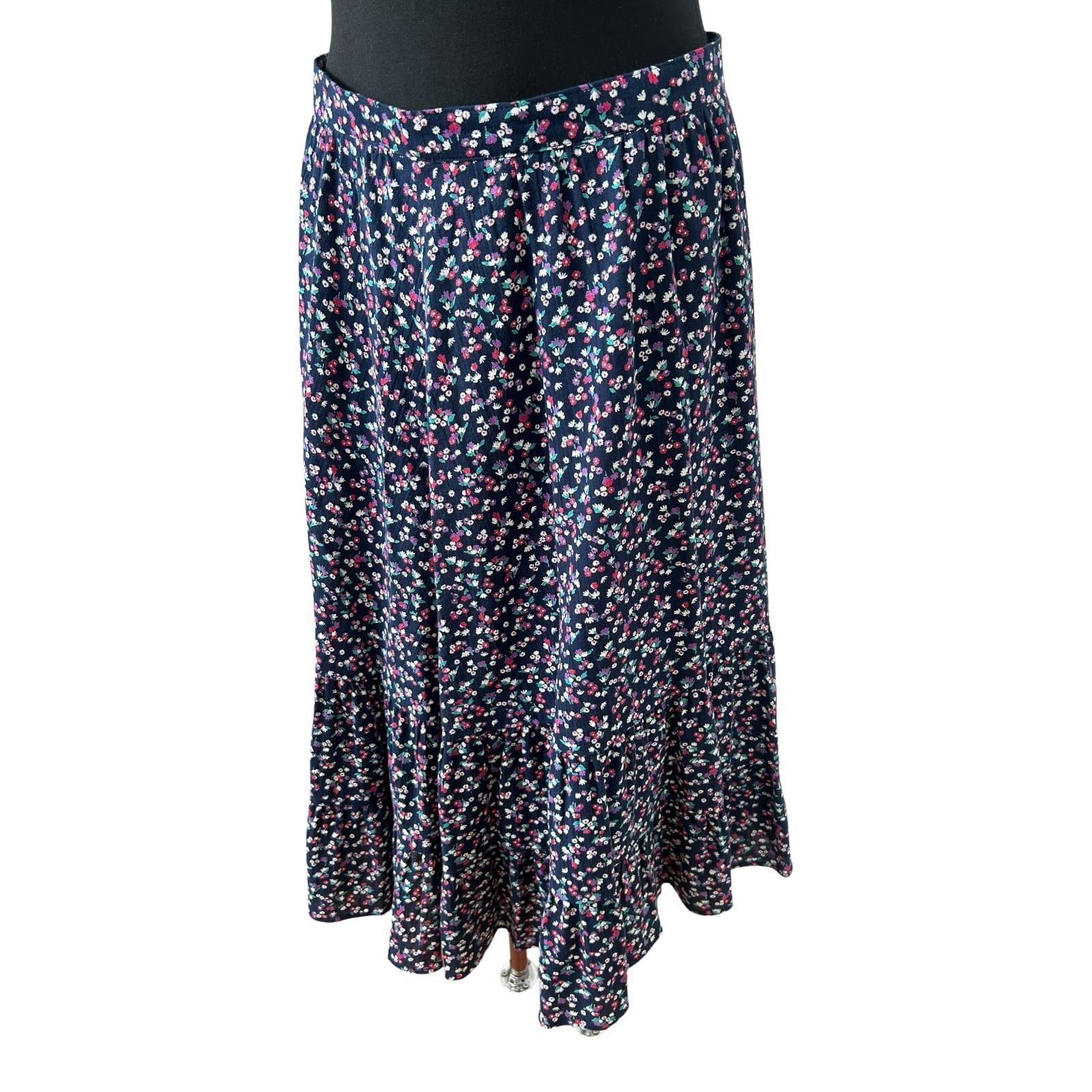 Frankenwälder Rock Damen Rock Gr 40 Blau Blumenmuster Midirock Elegant