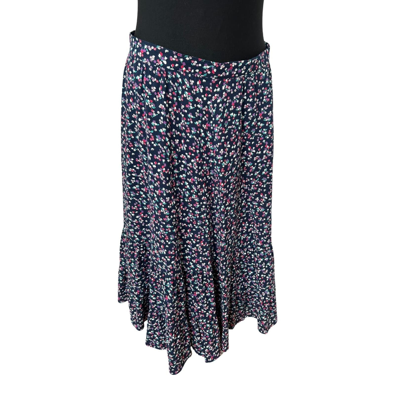 Frankenwälder Rock Damen Rock Gr 40 Blau Blumenmuster Midirock Elegant