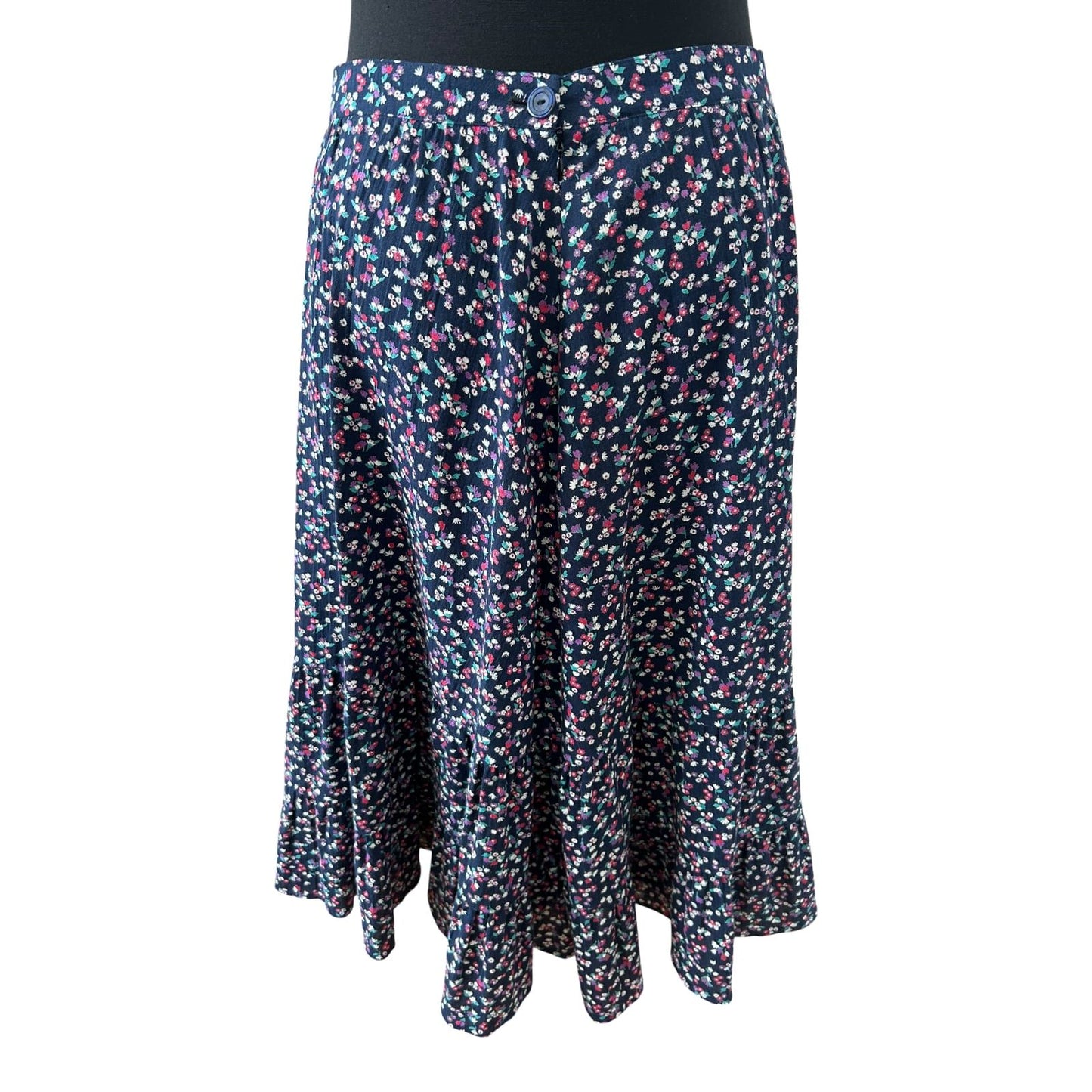 Frankenwälder Rock Damen Rock Gr 40 Blau Blumenmuster Midirock Elegant