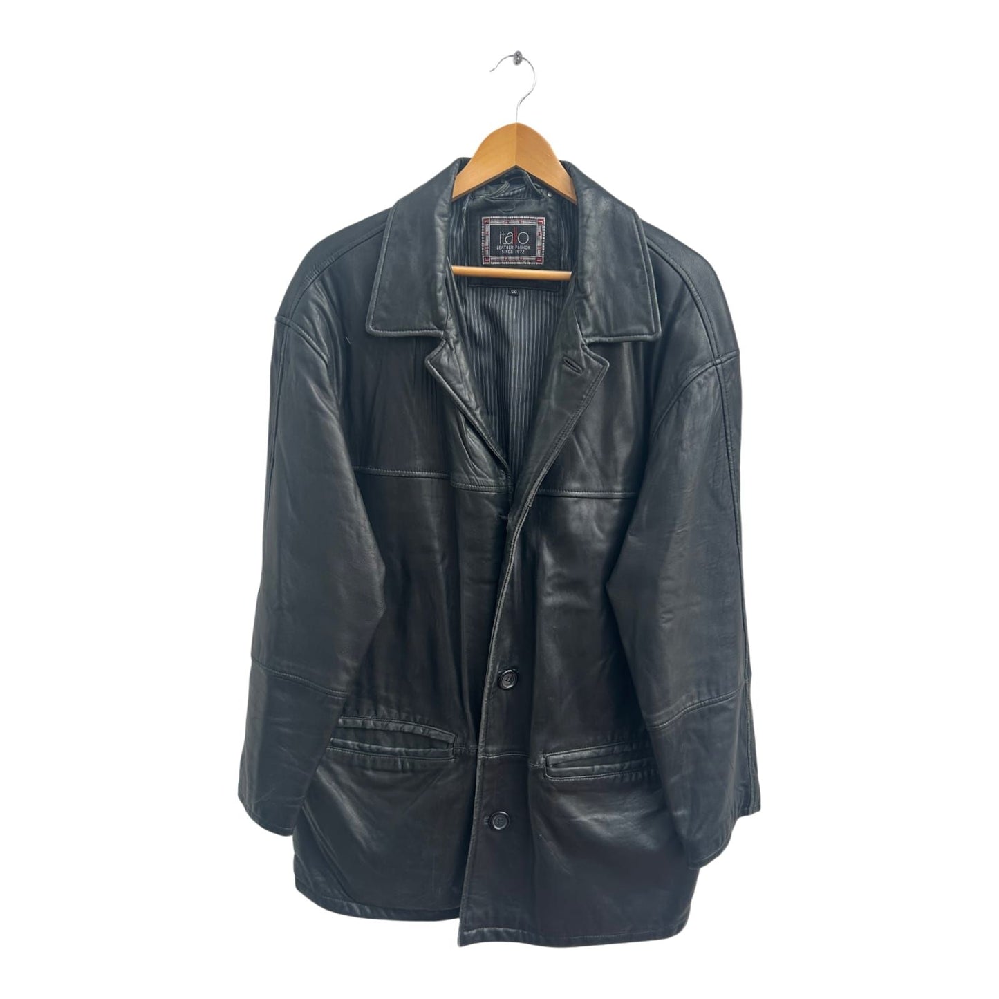Lederjacke Schwarz Herren Itallo Leather Fashion Gr 50 Echtleder Vintage Softleder