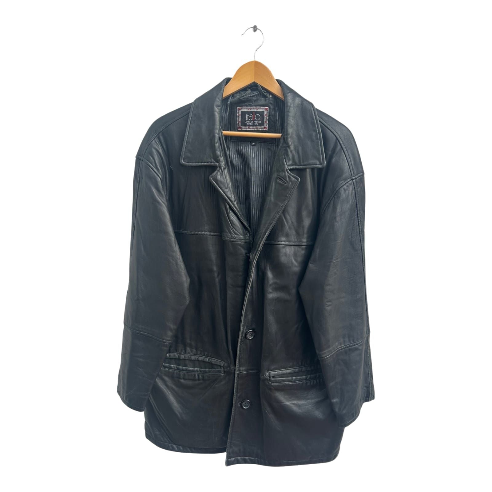 Lederjacke Schwarz Herren Itallo Leather Fashion Gr 50 Echtleder Vintage Softleder
