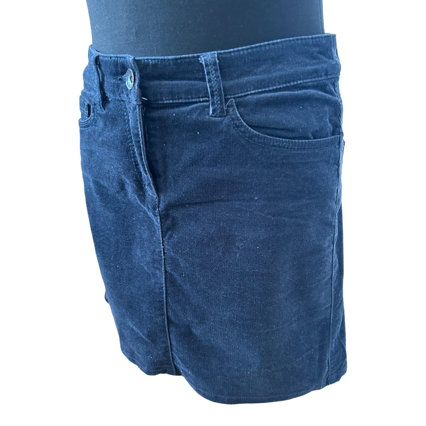 Esprit Rock Damen Minirock Gr 36 Blau Feincord Baumwolle Stretch Casual