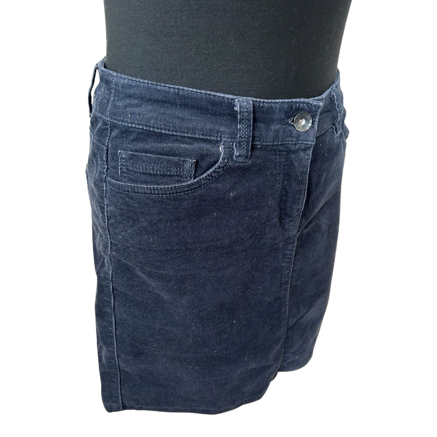 Esprit Rock Damen Minirock Gr 36 Blau Feincord Baumwolle Stretch Casual