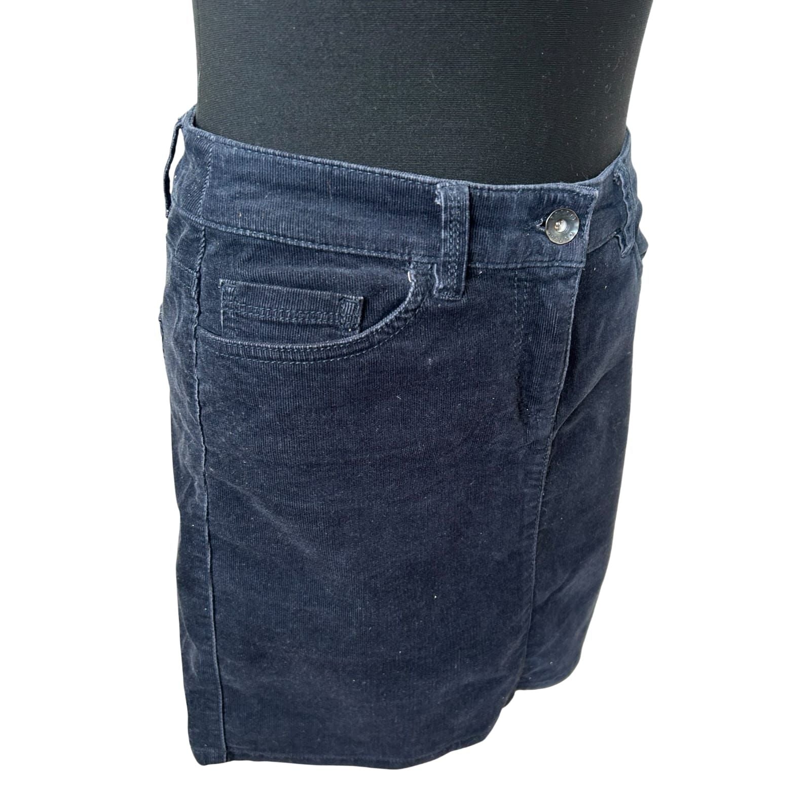 Esprit Rock Damen Minirock Gr 36 Blau Feincord Baumwolle Stretch Casual