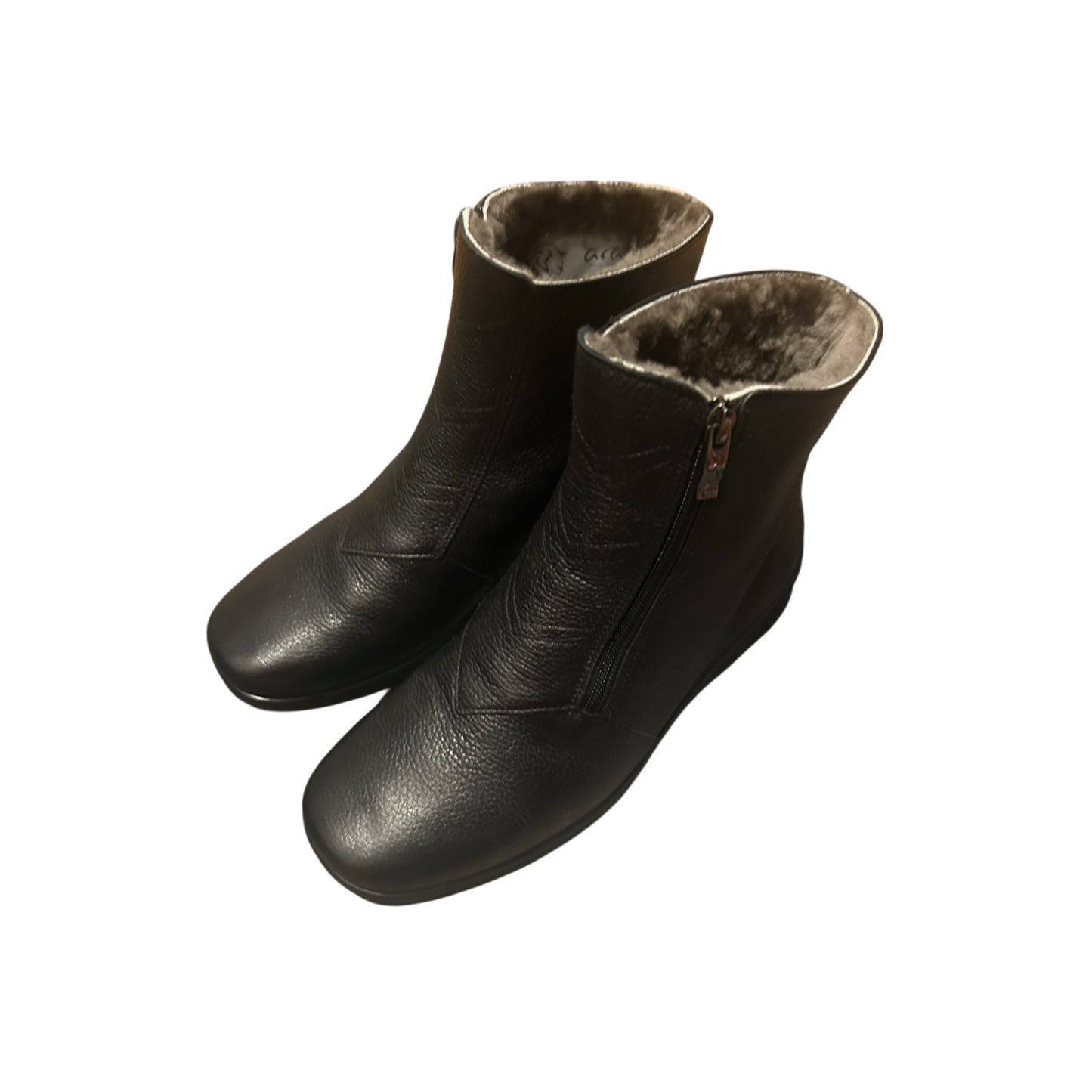 ARA Damen Stiefeletten Gr 39 Schwarz Leder Warm gefüttert Reißverschluss