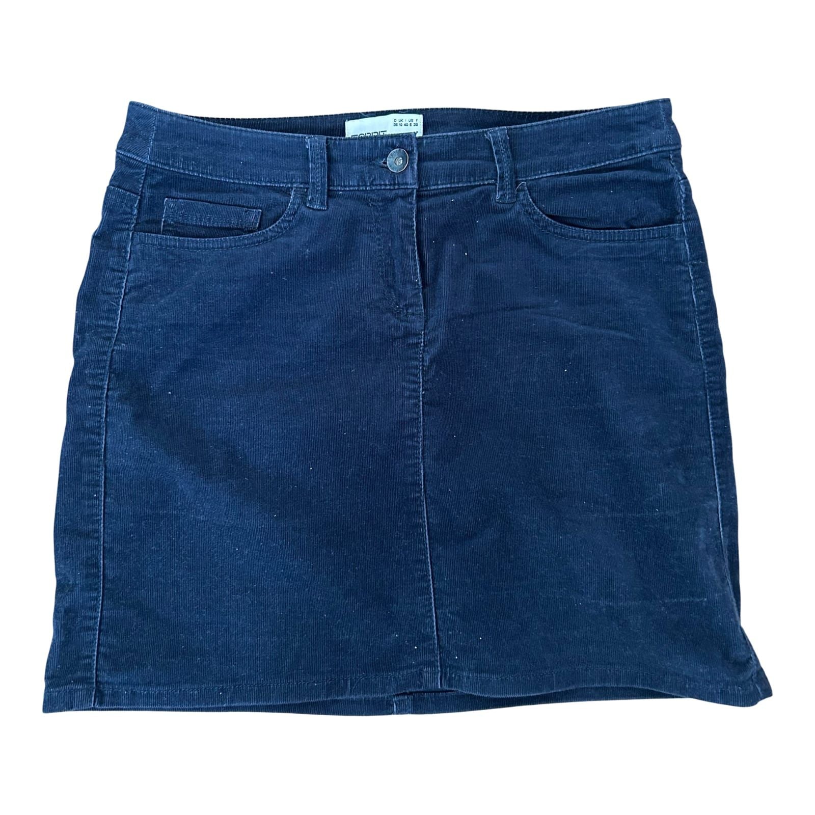 Esprit Rock Damen Minirock Gr 36 Blau Feincord Baumwolle Stretch Casual