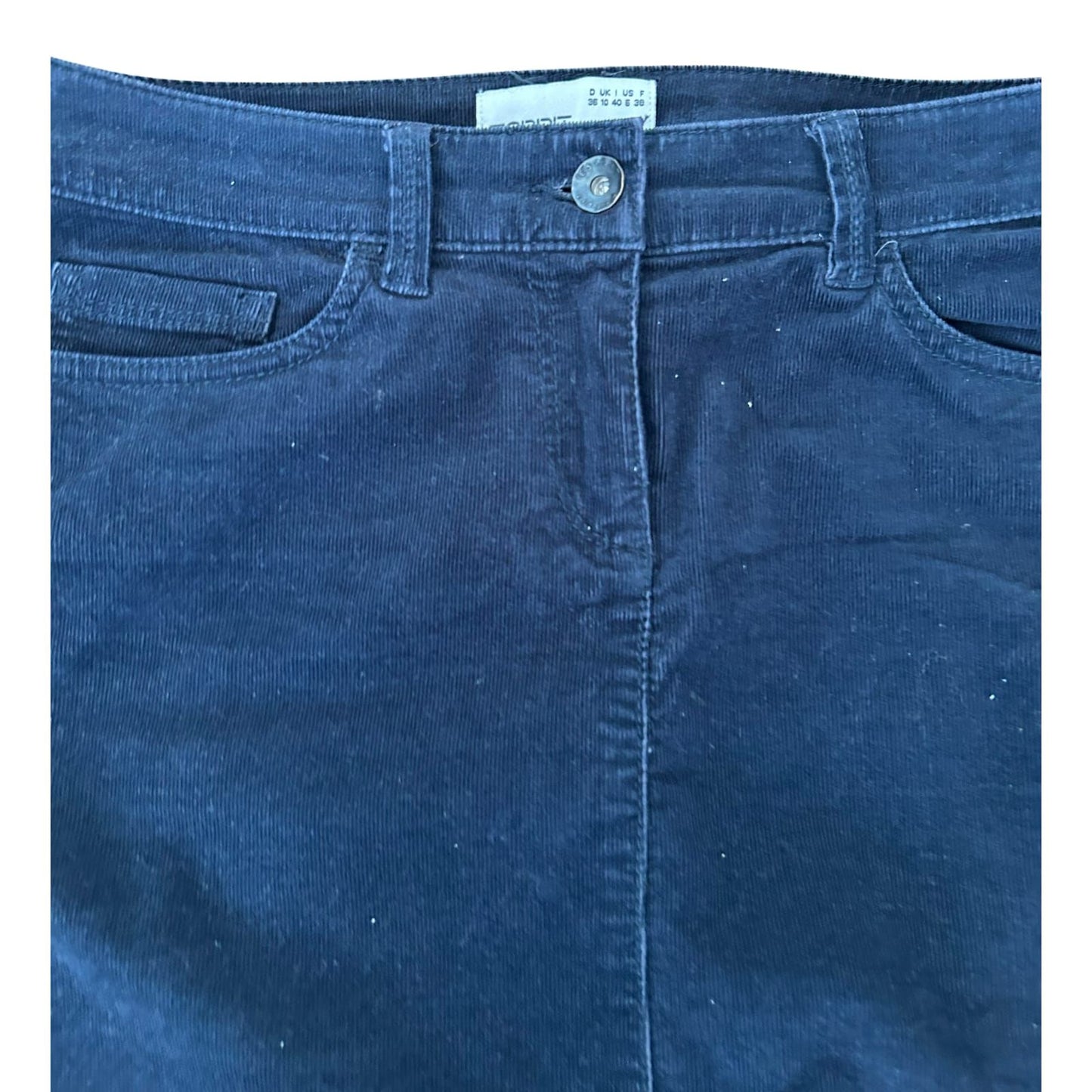 Esprit Rock Damen Minirock Gr 36 Blau Feincord Baumwolle Stretch Casual
