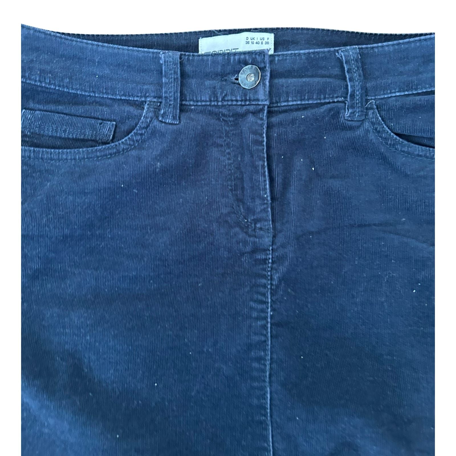 Esprit Rock Damen Minirock Gr 36 Blau Feincord Baumwolle Stretch Casual