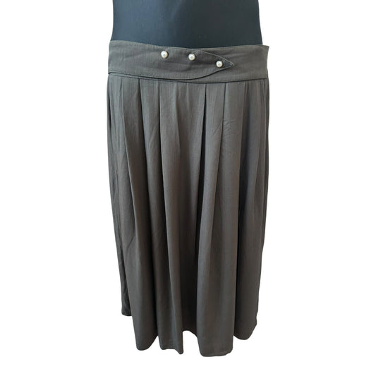 C&A Rock Damen Gr 23 Kurzgröße 46 Khaki Maxi Viskose Vintage Elegant