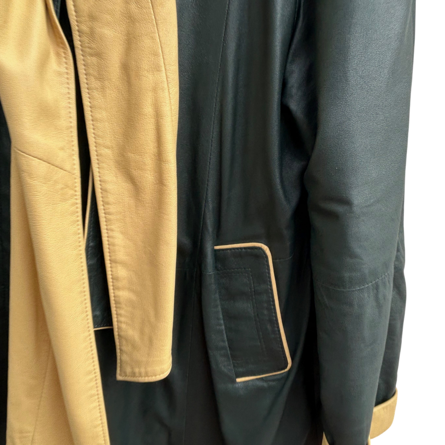 Ledermantel Zweifarbig Damen Gr M Verre Pelle Echtleder Butterweich Kapuze Luxus