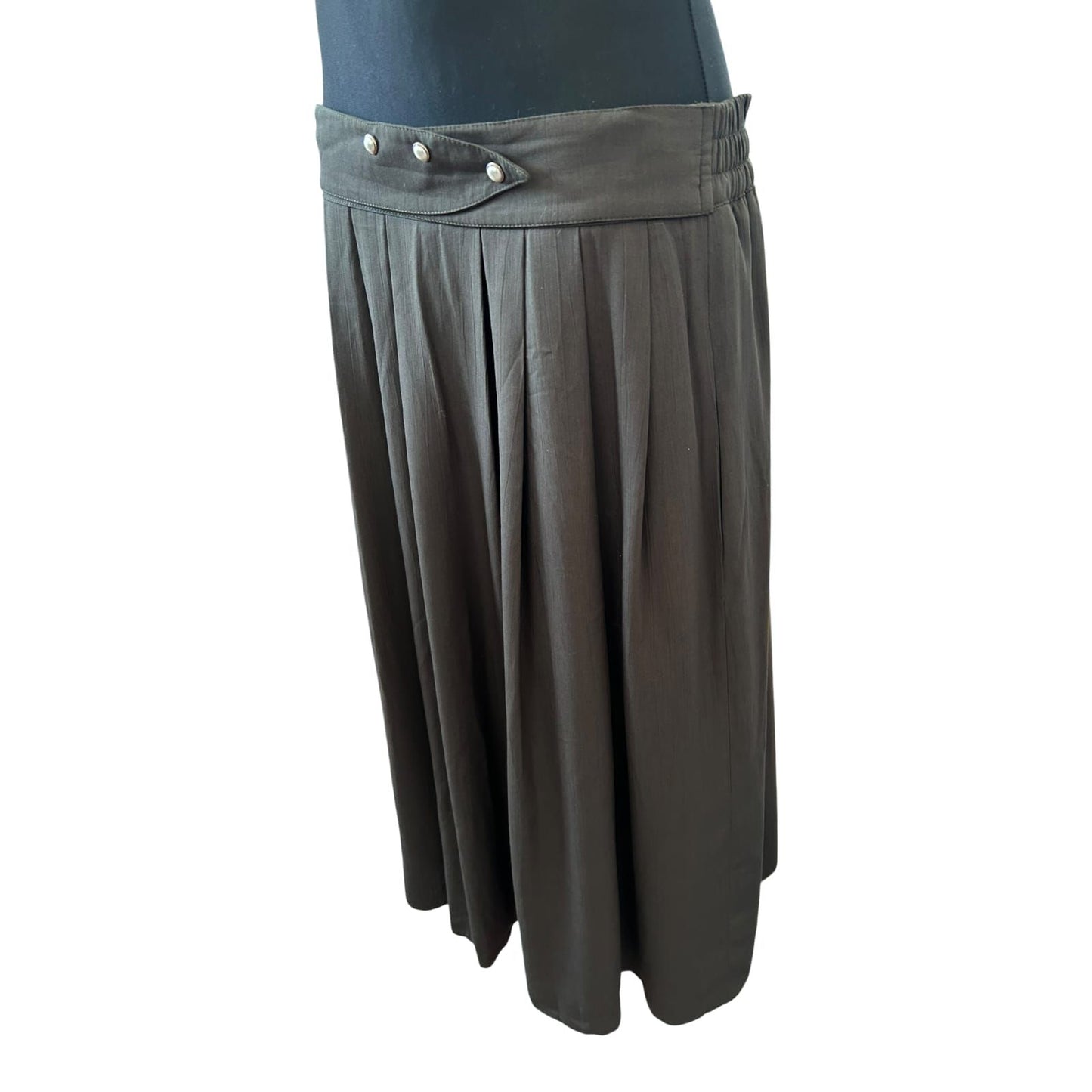 C&A Rock Damen Gr 23 Kurzgröße 46 Khaki Maxi Viskose Vintage Elegant