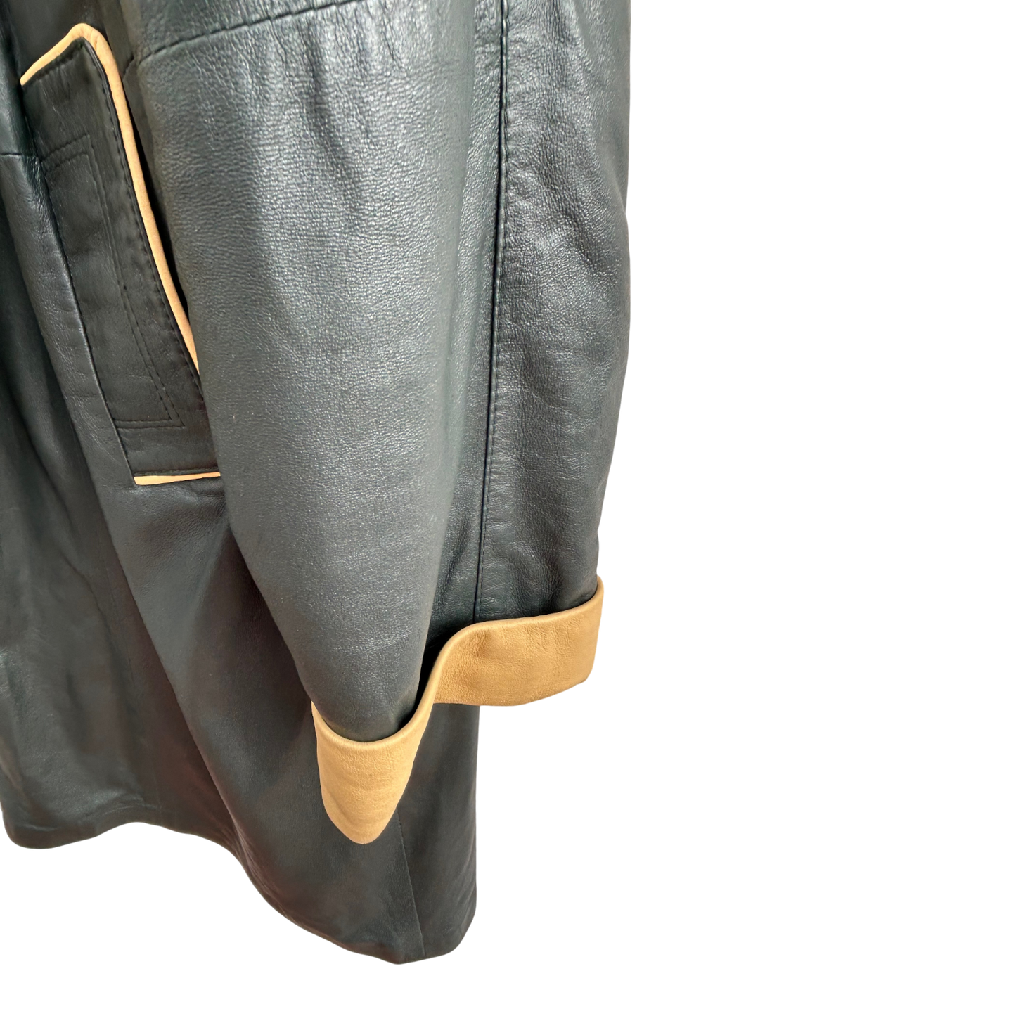 Ledermantel Zweifarbig Damen Gr M Verre Pelle Echtleder Butterweich Kapuze Luxus