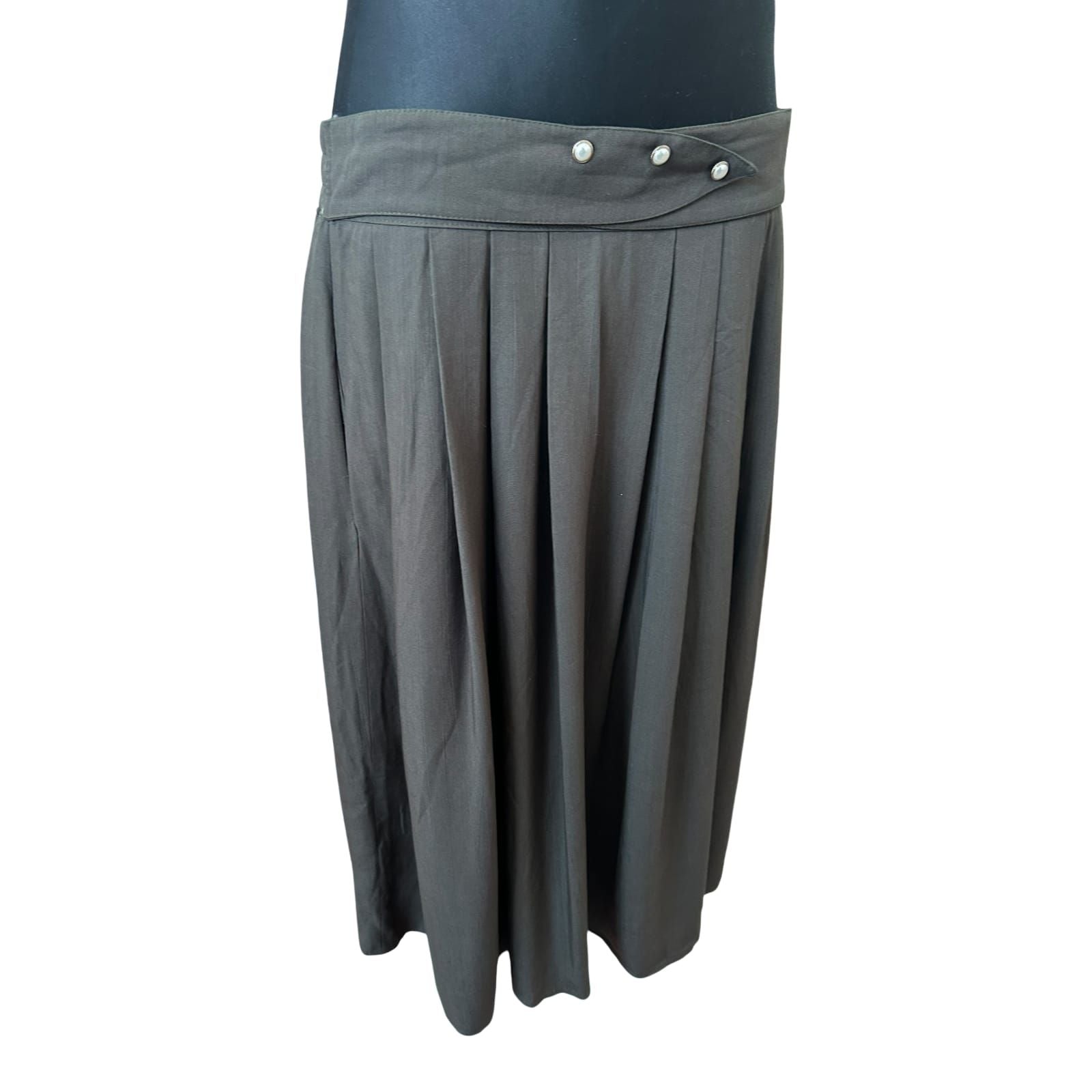C&A Rock Damen Gr 23 Kurzgröße 46 Khaki Maxi Viskose Vintage Elegant