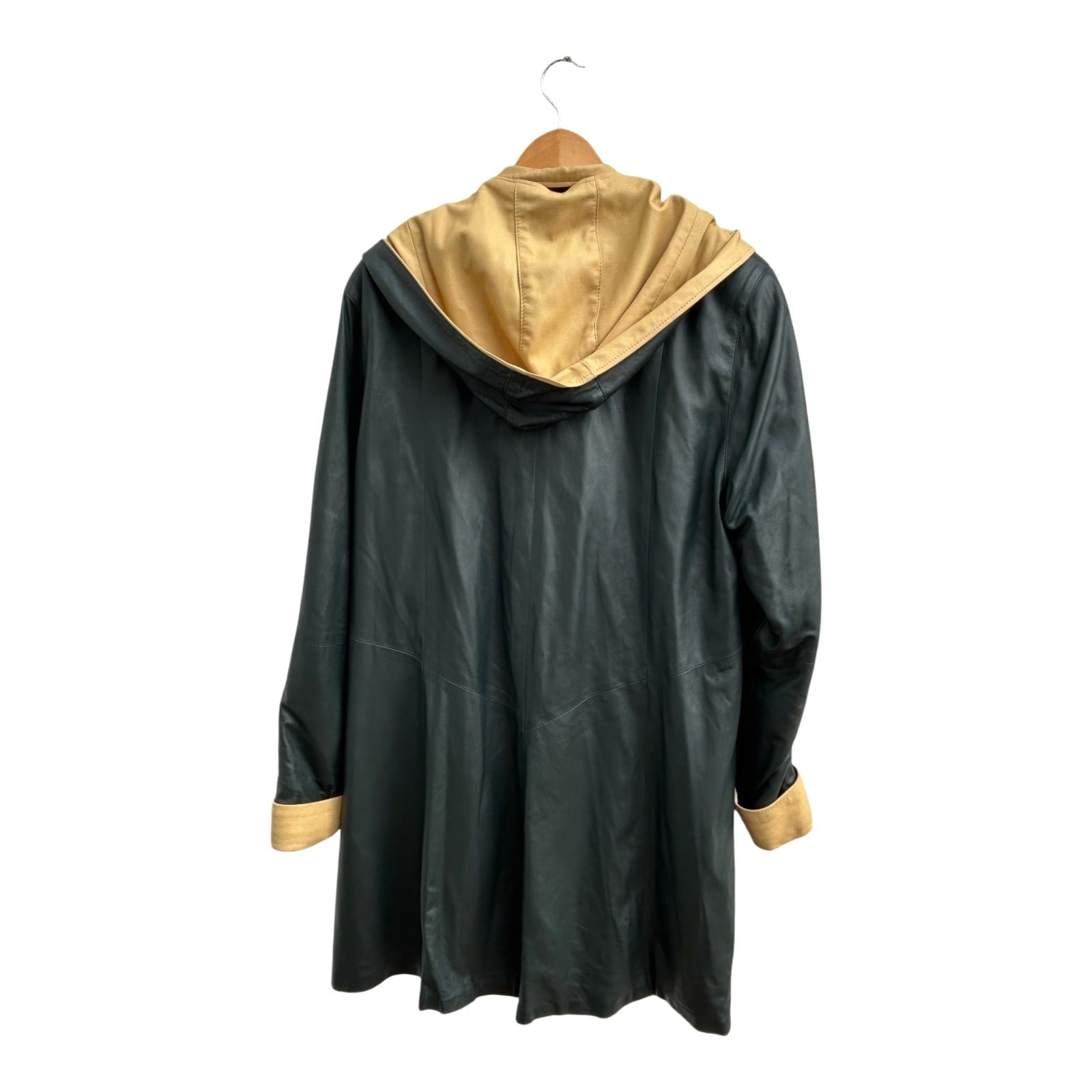 Ledermantel Zweifarbig Damen Gr M Verre Pelle Echtleder Butterweich Kapuze Luxus